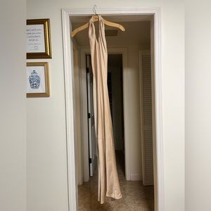 Show me your Mumu Jasmine Halter Maxi Dress in Champagne Luxe Satin